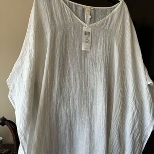 Eileen Fisher White Oversized Sleeveless Tunic gauze